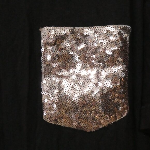 Unbranded | P2P 24 inches | Black U-Neck Top With Sequined Pocket - Picture 6 of 13